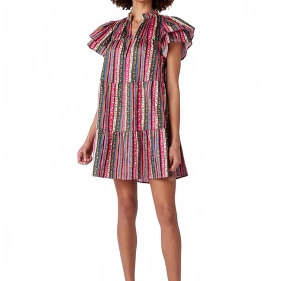 crosby. Dresses & Skirts - crosby. Striped Ruffle Sleeve Mini Dress - Pink Multi